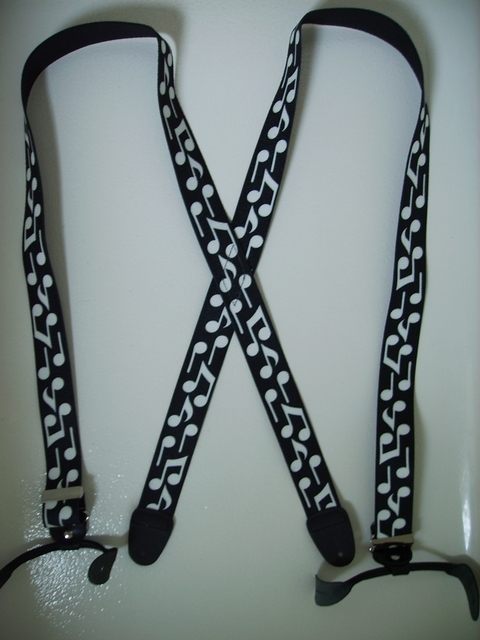 BUTTON-ON BOLD NOTES BLACK Suspenders 1 1/2" wide and 48" long UB120N48BNBK